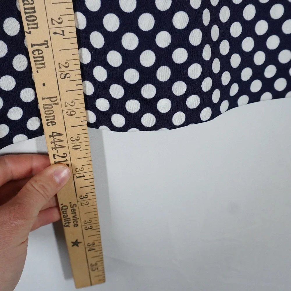 Vintage‎ Kmart Permanent Press Navy Blue White Polka Dot Shirt L 70s Disco MCM